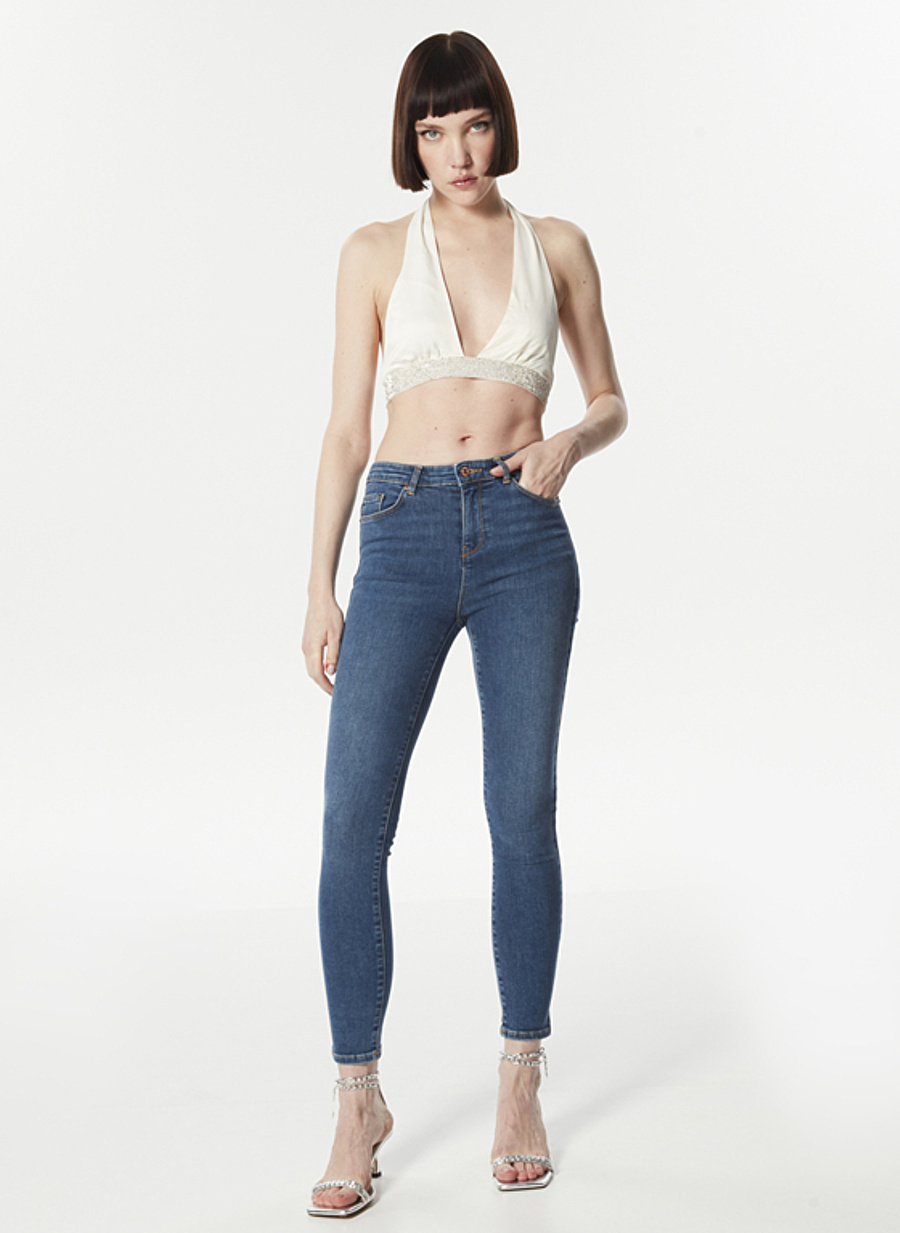 Twist Normal Bel Skinny Ankle Paça Skinny Fit İndigo Kadın Denim Pantolon T00000018004629