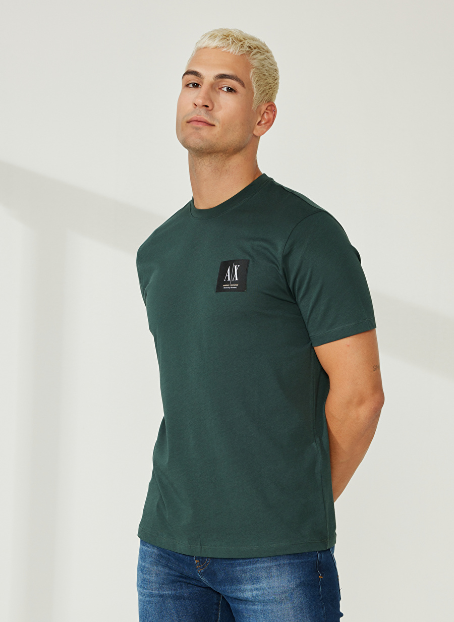 Armani Exchange Bisiklet Yaka Düz Yeşil Erkek T-Shirt 3RZTBK 1882-GREEN GABLES