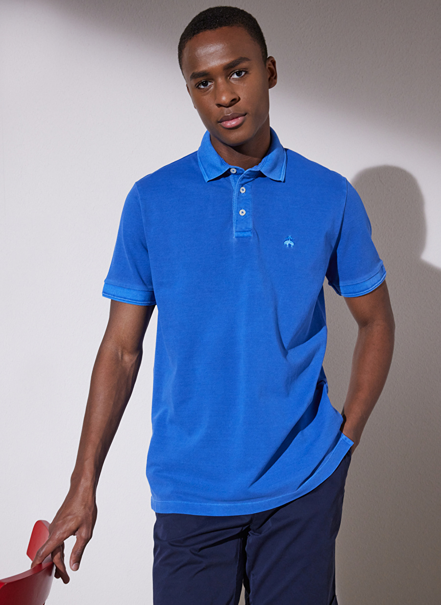 Brooks Brothers Polo Yaka Saks Melanj Erkek T-Shirt BBSP23MTS004