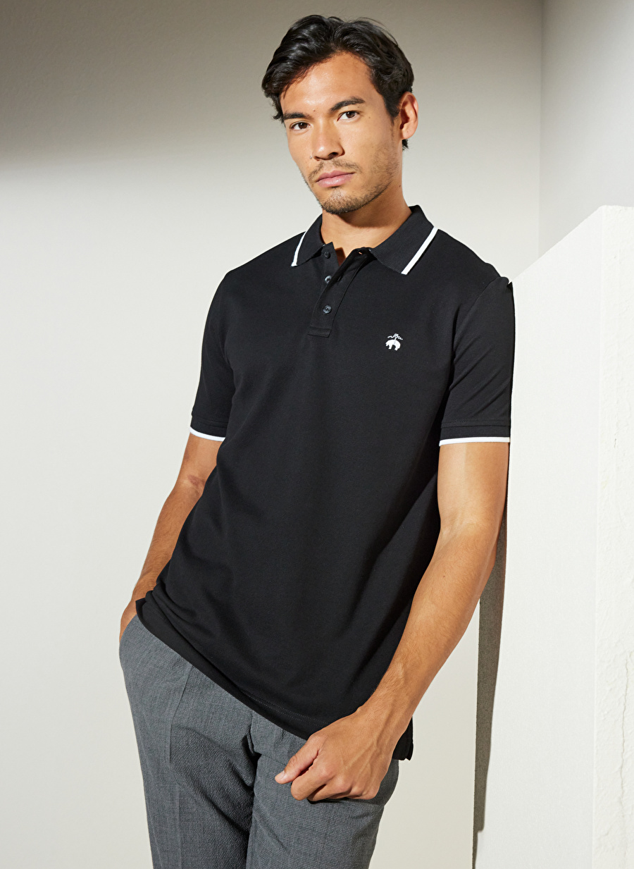 Brooks Brothers Polo Yaka Siyah Erkek T-Shirt BBSP23MTS013