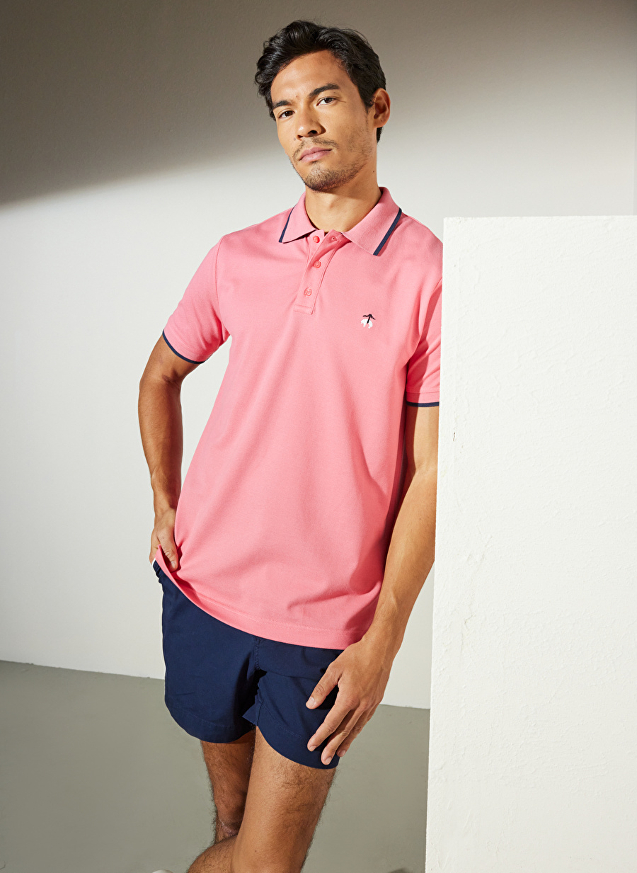 Brooks Brothers Pembe Erkek Polo T-Shirt BBSP23MTS013