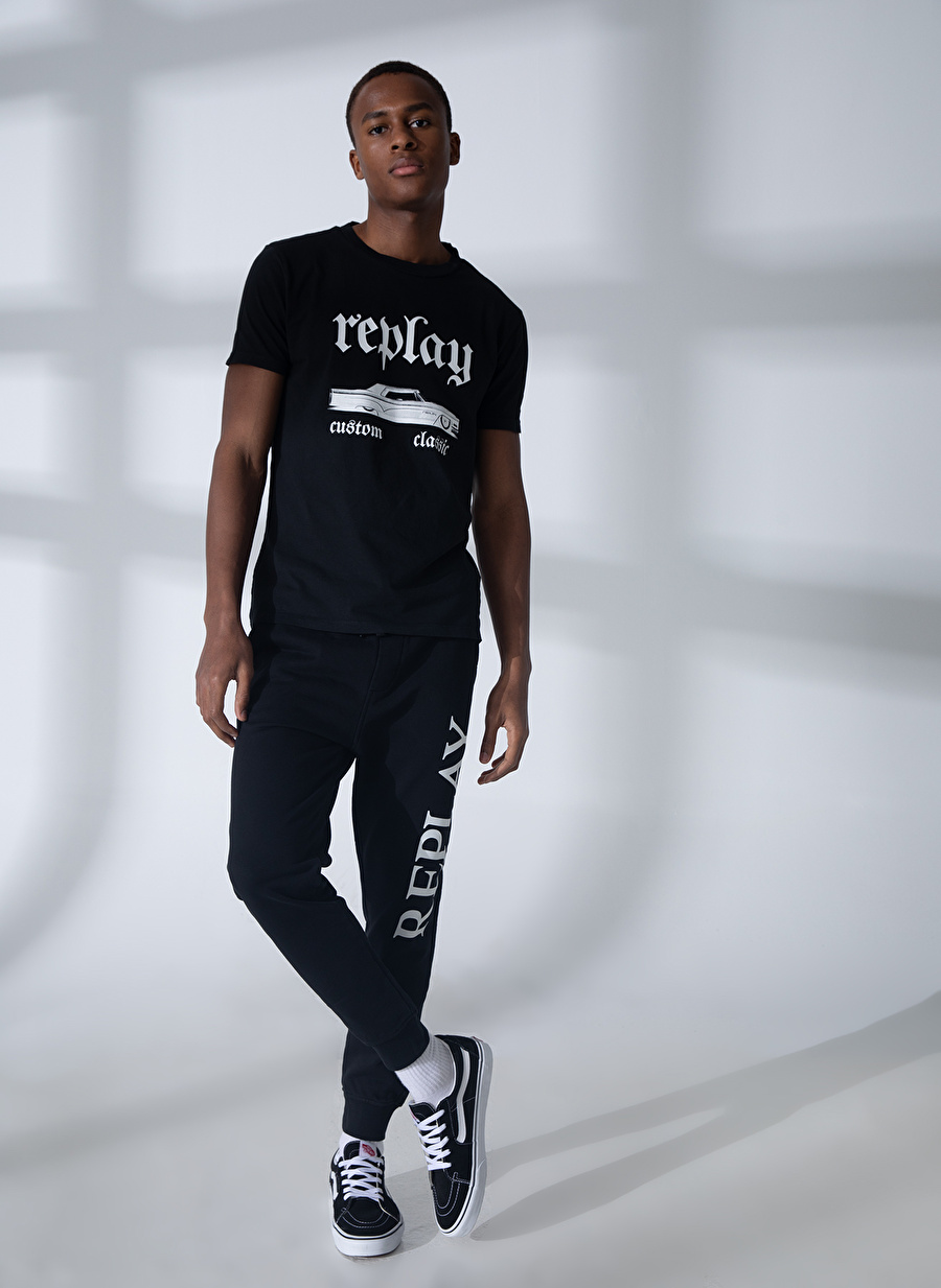 Replay Normal Siyah Erkek Eşofman Altı M994100022890P Trousers REGULAR PUR