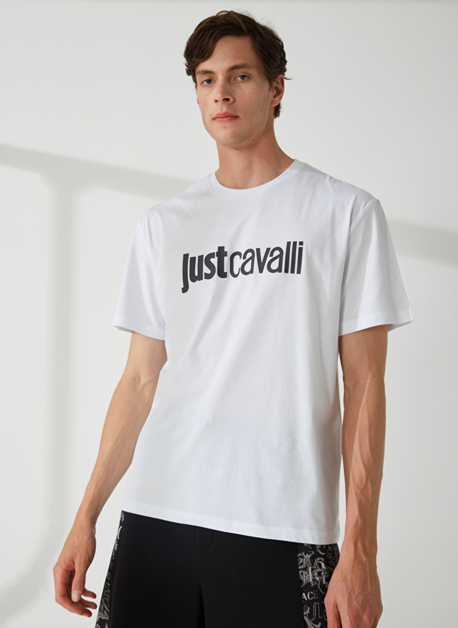 Just Cavalli Bisiklet Yaka Beyaz Erkek T-Shirt 74OBHG00CJ300003