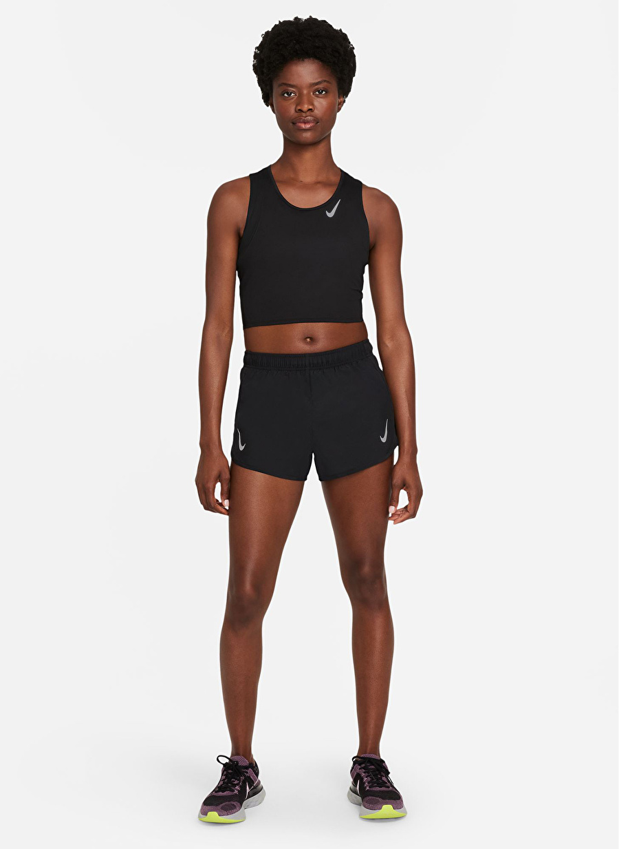 Nike Siyah - Gri - Gümüş Kadın Atlet DD5921-010 W NK FAST DF CROP TANK