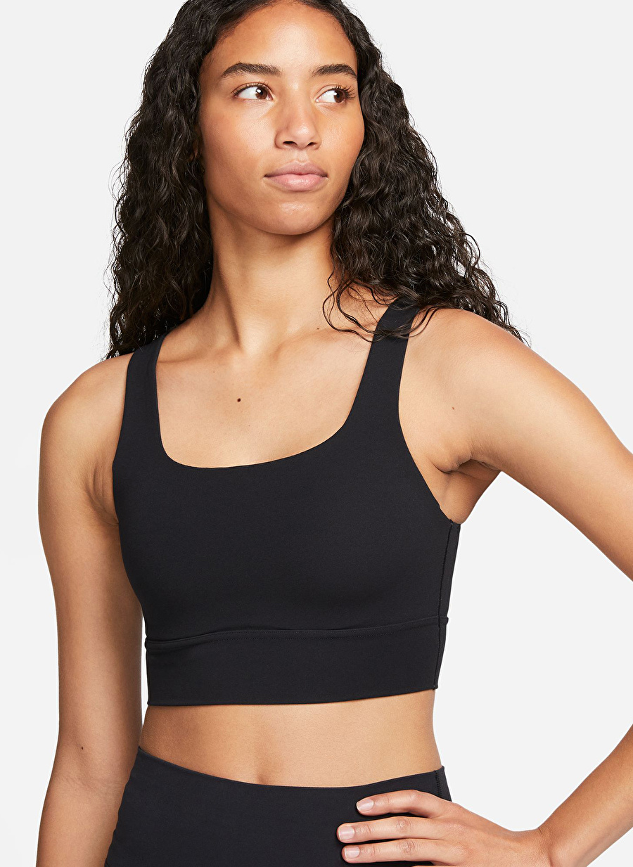 Nike Siyah - Gri - Gümüş Kadın Yuvarlak Yaka Sporcu Sütyeni DO6619-010 W NK ALATE ELLIPSE BRA