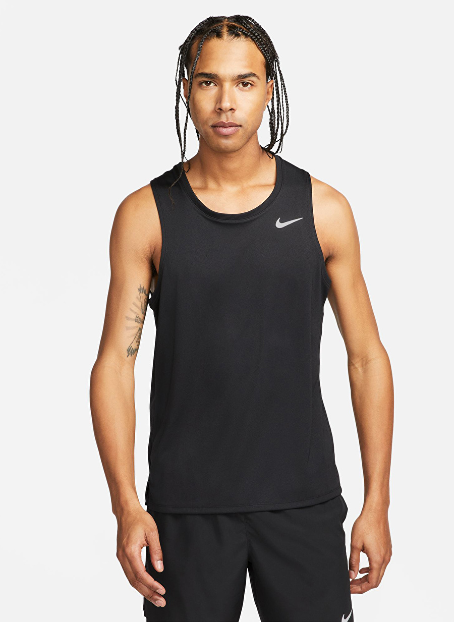 Nike Siyah - Gri - Gümüş Erkek Atlet DV9321-010 M NK DF MILER TANK