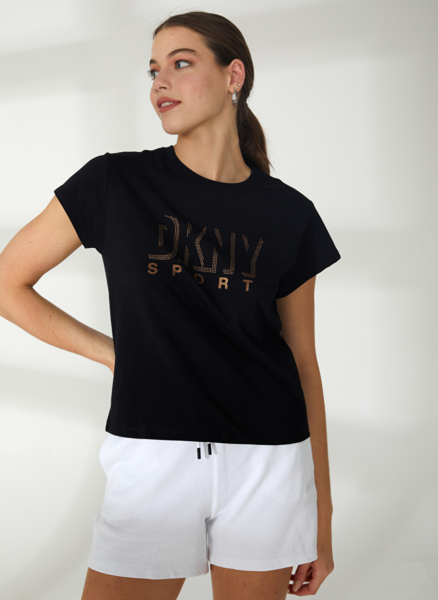 Dkny Jeans Bisiklet Yaka Düz Siyah Kadın T-Shirt DP2T9147