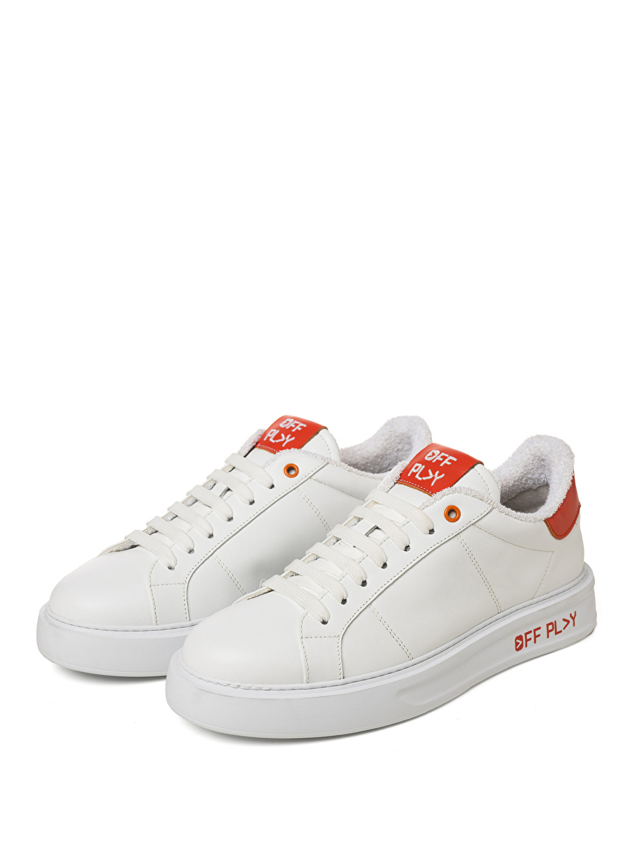 Off Play Beyaz - Turuncu Erkek Deri Sneaker X-M FIRENZE 2 LH 02 79