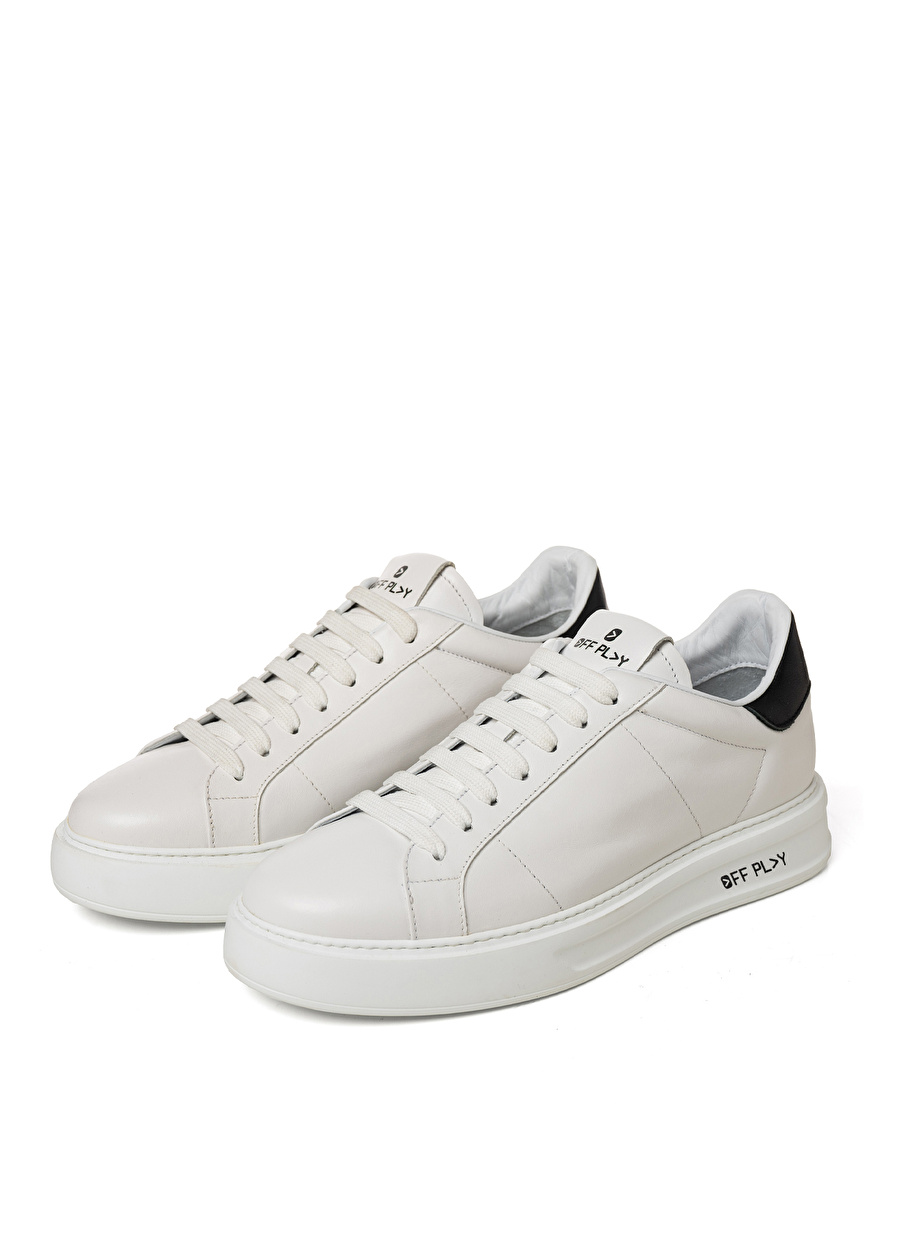 Off Play Beyaz - Siyah Erkek Deri Sneaker X-M FIRENZE 2 LH 02 01