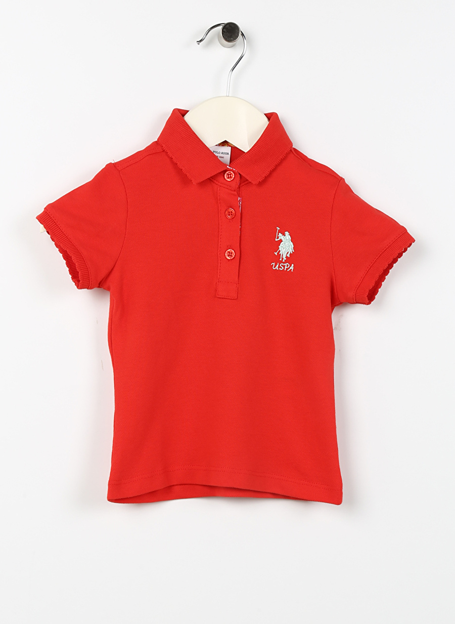 U.S. Polo Assn. Kırmızı Kız Bebek Polo Yaka Kısa Kollu Düz T-Shirt TP01-IY023-B