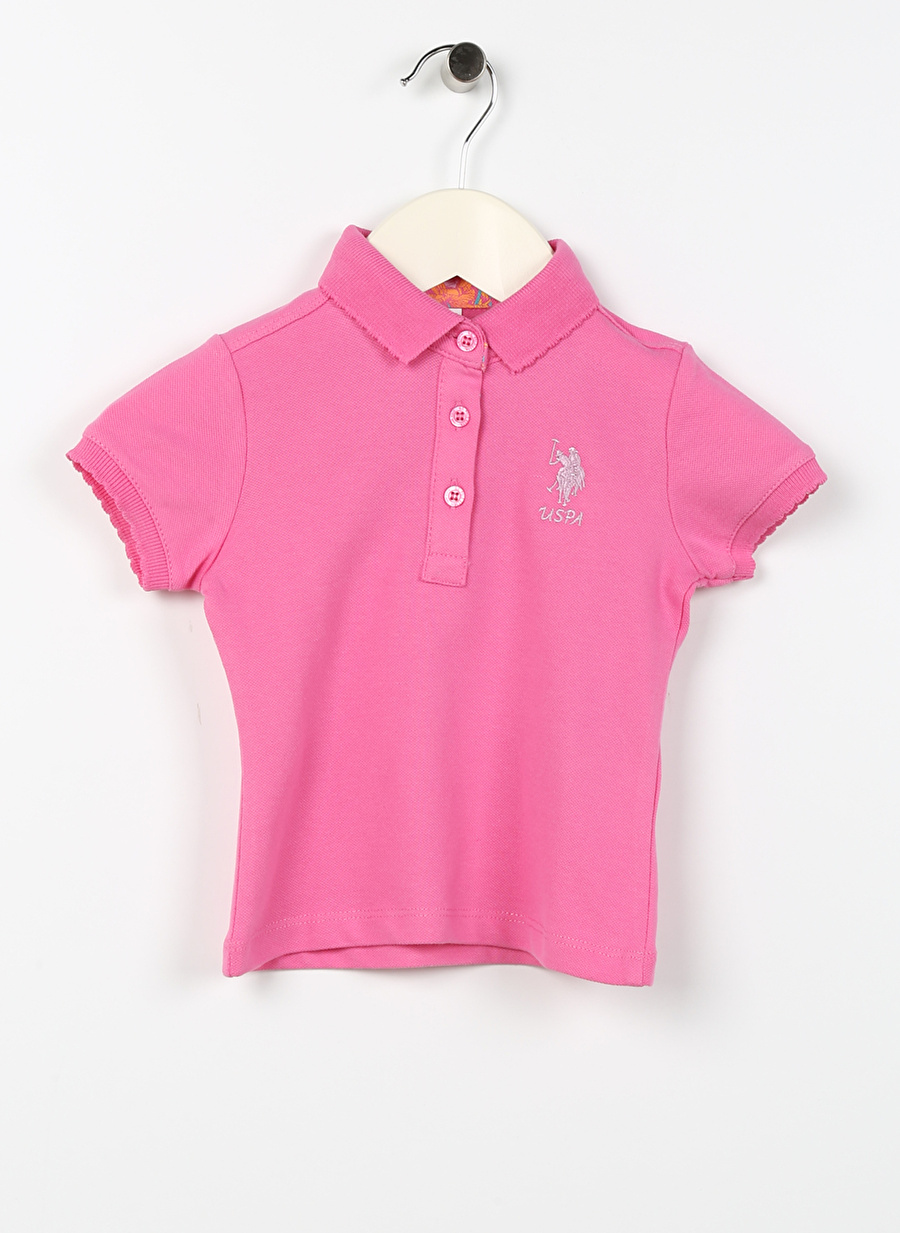 U.S. Polo Assn. Pembe Kız Bebek Polo Yaka Kısa Kollu Düz T-Shirt TP01-IY023-B