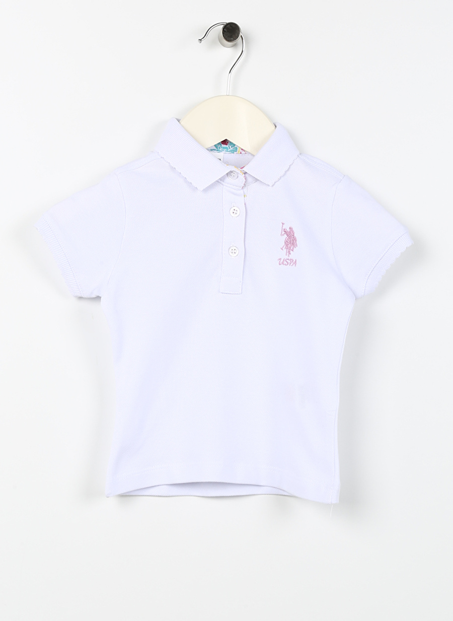 U.S. Polo Assn. Beyaz Kız Bebek Polo Yaka Kısa Kollu Düz T-Shirt TP01-IY023-B