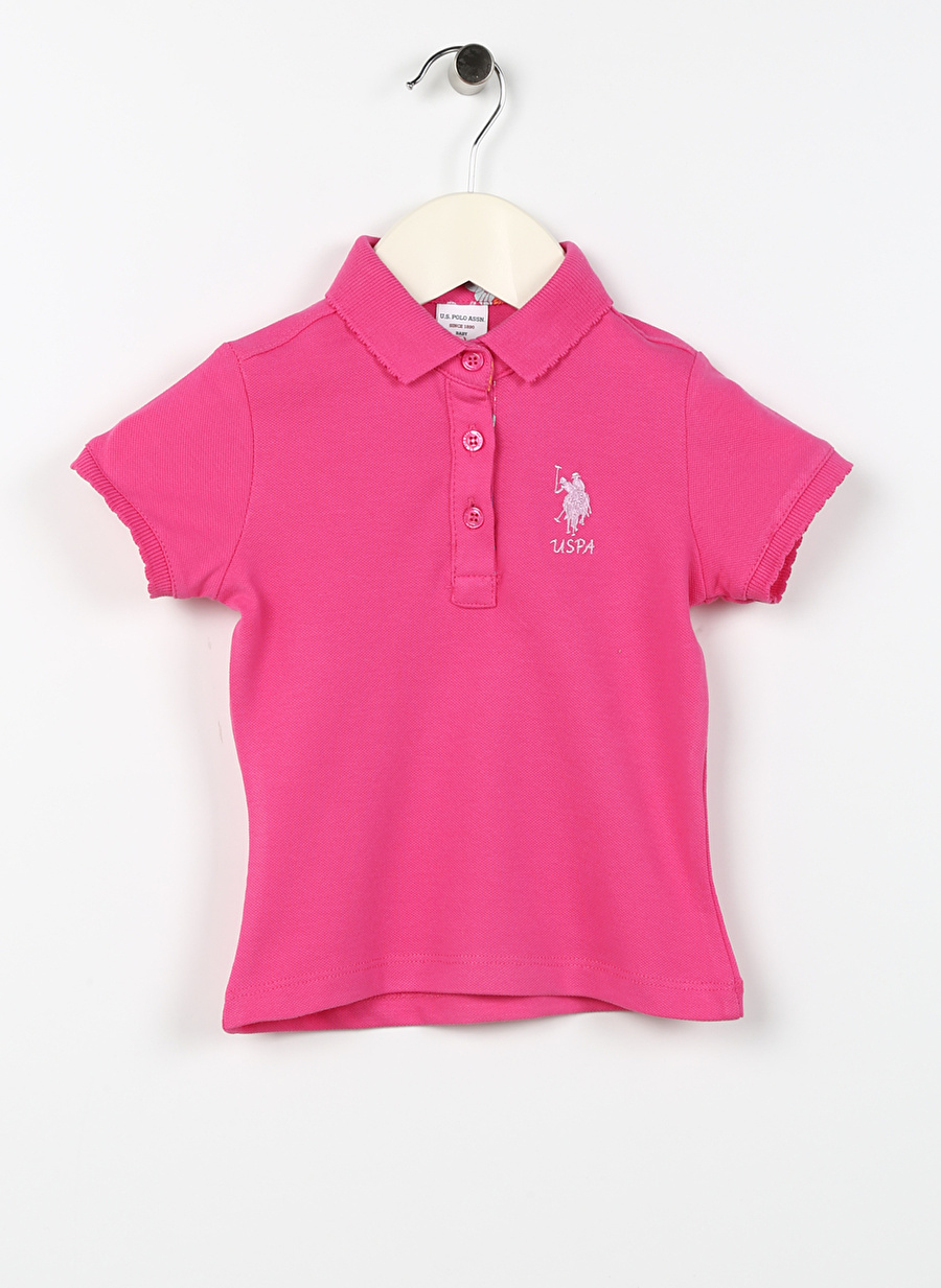 U.S. Polo Assn. Fuşya Kız Bebek Polo Yaka Kısa Kollu Düz T-Shirt TP01-IY023-B