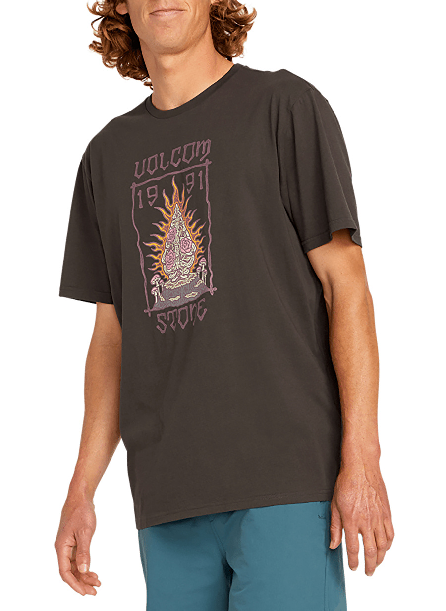 Volcom Siyah Erkek T Shirt A5012300 Volcom Fty Caged Stone Rib