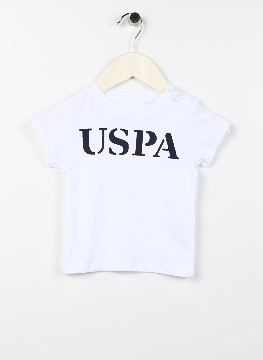 U.S. Polo Assn. Beyaz Erkek Bebek Bisiklet Yaka Kısa Kollu Baskılı T-Shirt GEARTKIDSIY023-B