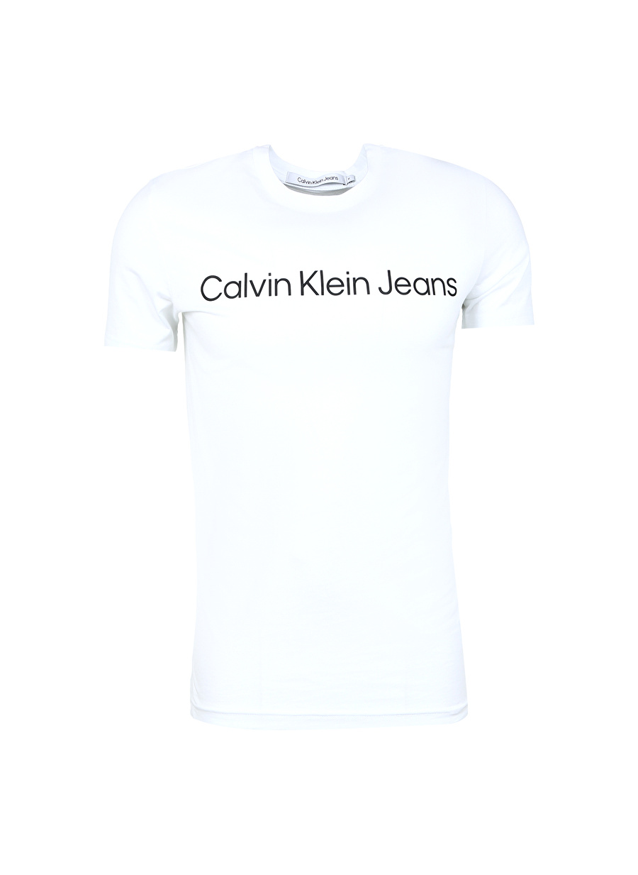 Calvin Klein Jeans Bisiklet Yaka Baskılı Beyaz Erkek T-Shirt J30J322552YAF