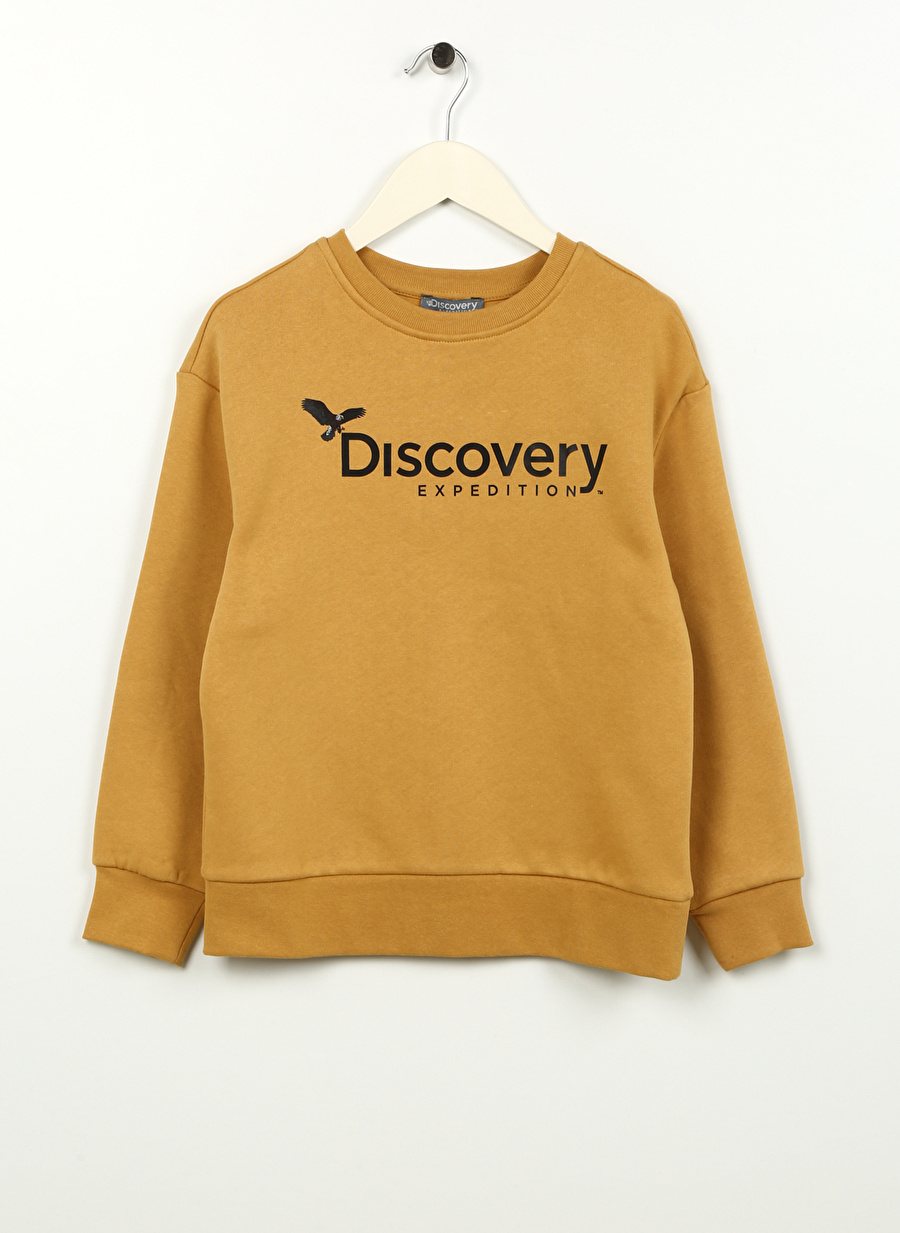 Discovery Expedition Hardal Erkek Çocuk Bisiklet Yaka Oversize Baskılı Sweatshirt D3WB-SWT29