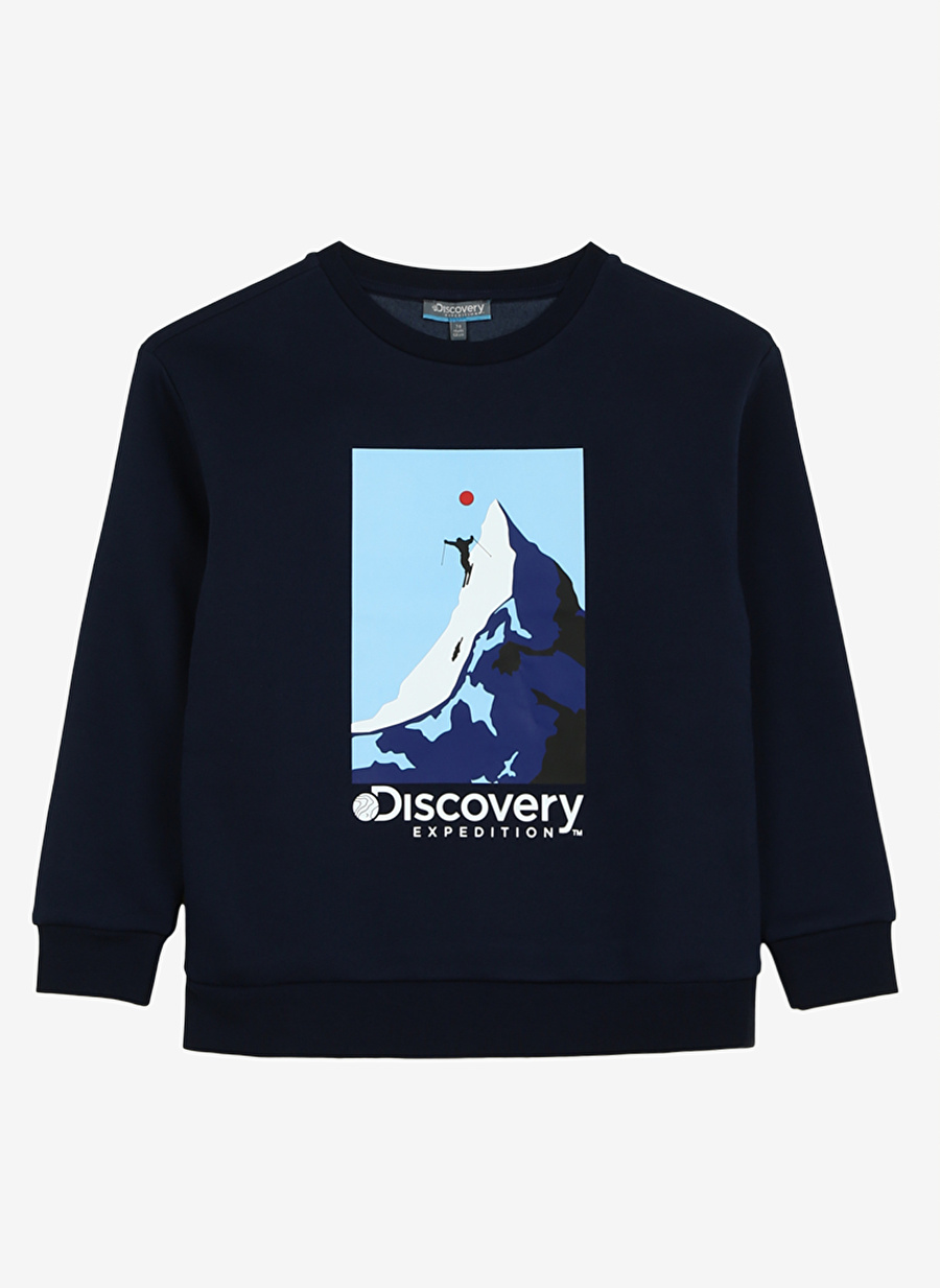 Discovery Expedition Lacivert Erkek Çocuk Bisiklet Yaka Baskılı Sweatshirt D3WB-SWT35