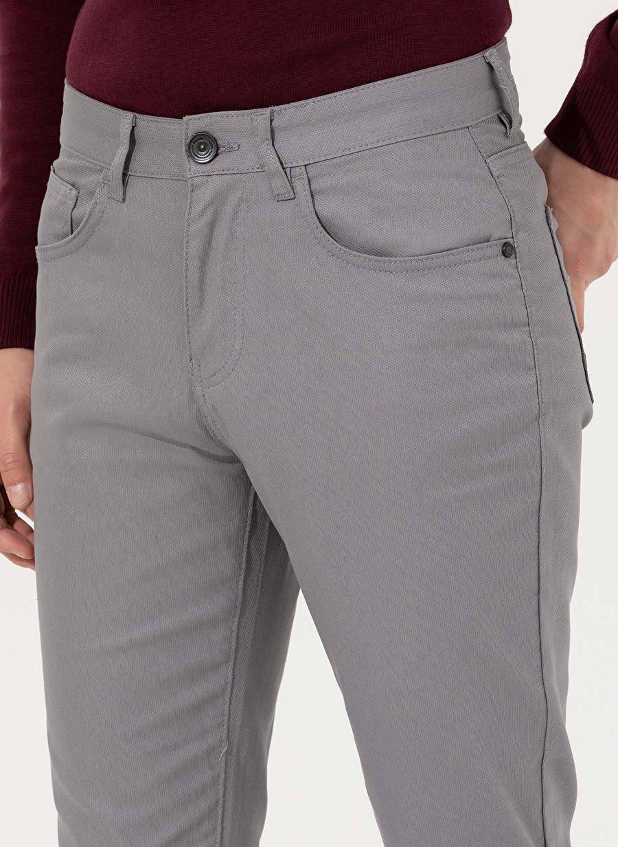 Pierre Cardin Normal Bel Normal Paça Slim Fit Gri Erkek Pantolon SIESTA_5