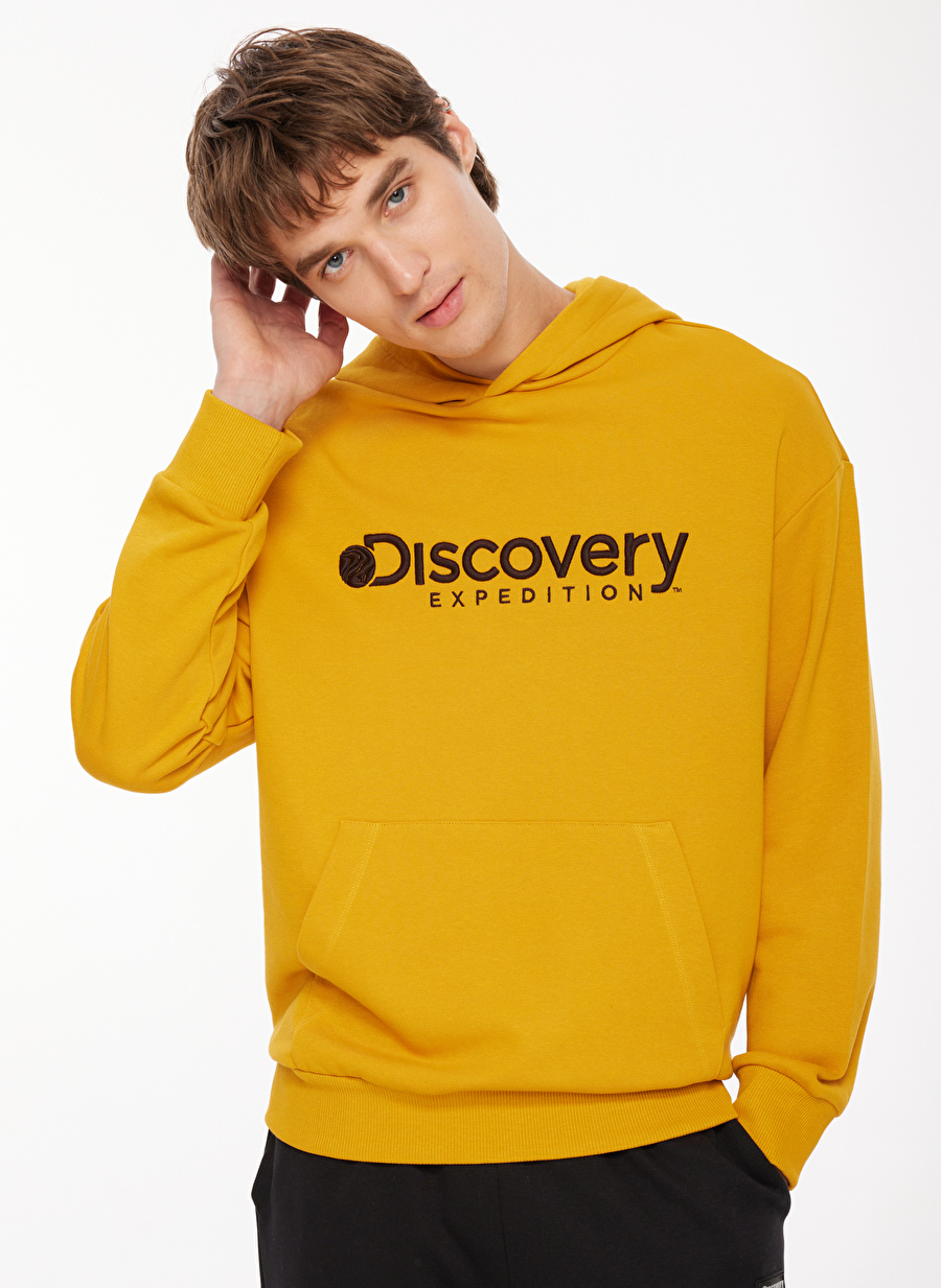 Discovery Expedition Hardal Erkek Kapüşonlu Nakışlı Sweatshirt D3WM-SWT28