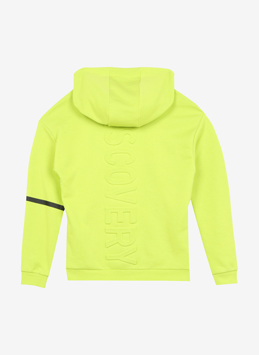 Discovery Expedition Neon Sarı Erkek Çocuk Kapüşonlu Oversize Baskılı Sweatshirt D3WB-SWT39