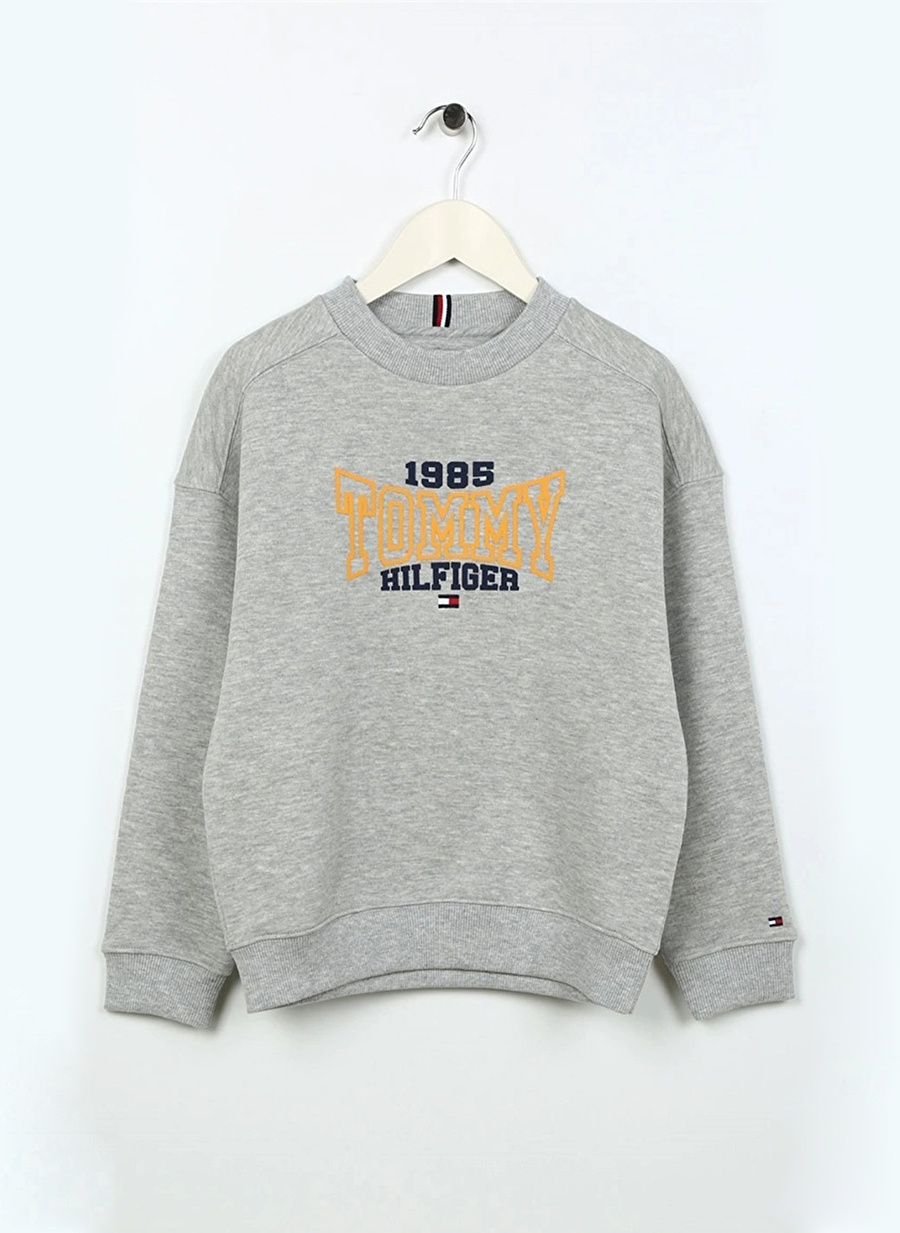 Tommy Hilfiger Gri Erkek Çocuk Bisiklet Yaka Uzun Kollu Sweatshirt KB0KB08301