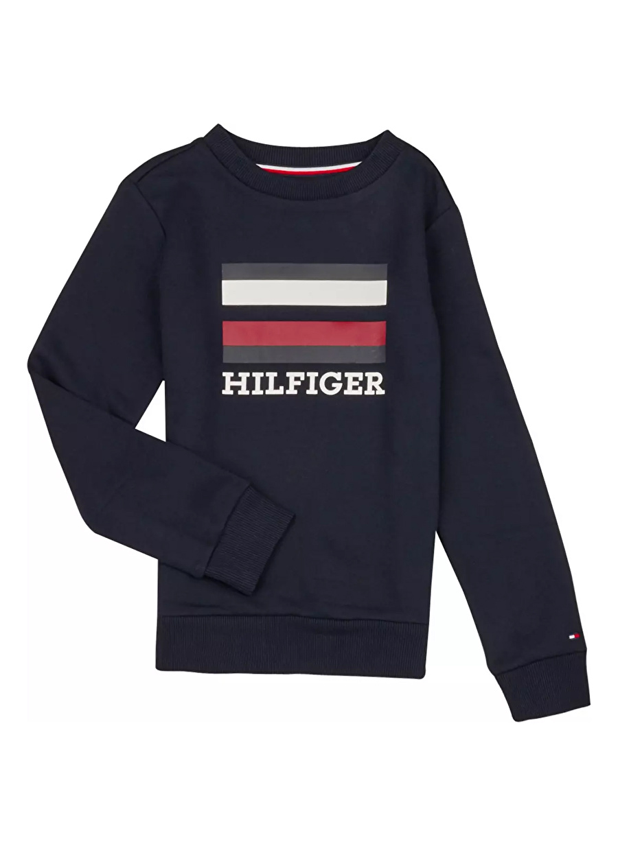 Tommy Hilfiger Mavi Erkek Çocuk Bisiklet Yaka Uzun Kollu T-Shirt KB0KB08288