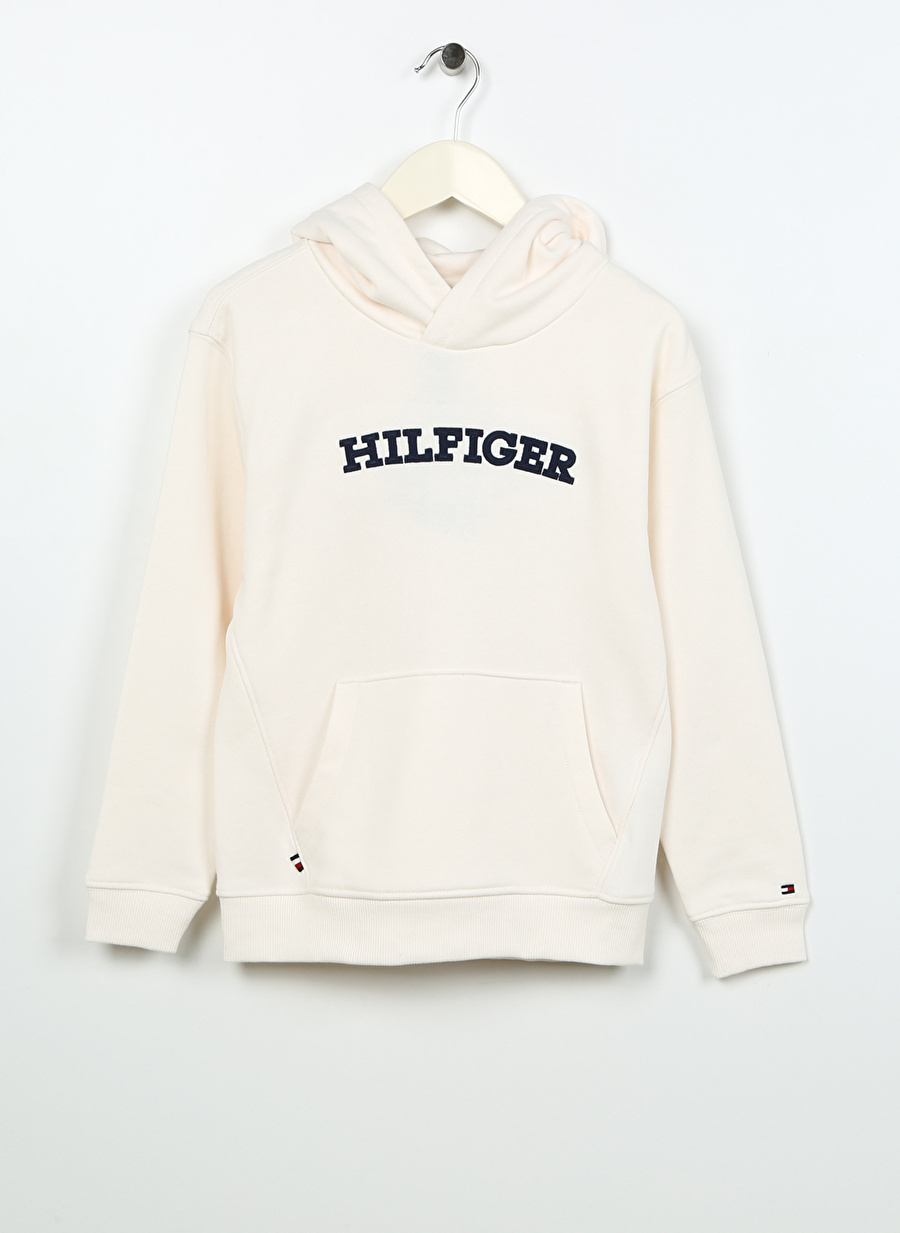 Tommy Hilfiger Beyaz Erkek Çocuk Kapüşonlu Uzun Kollu Sweatshirt KB0KB08290