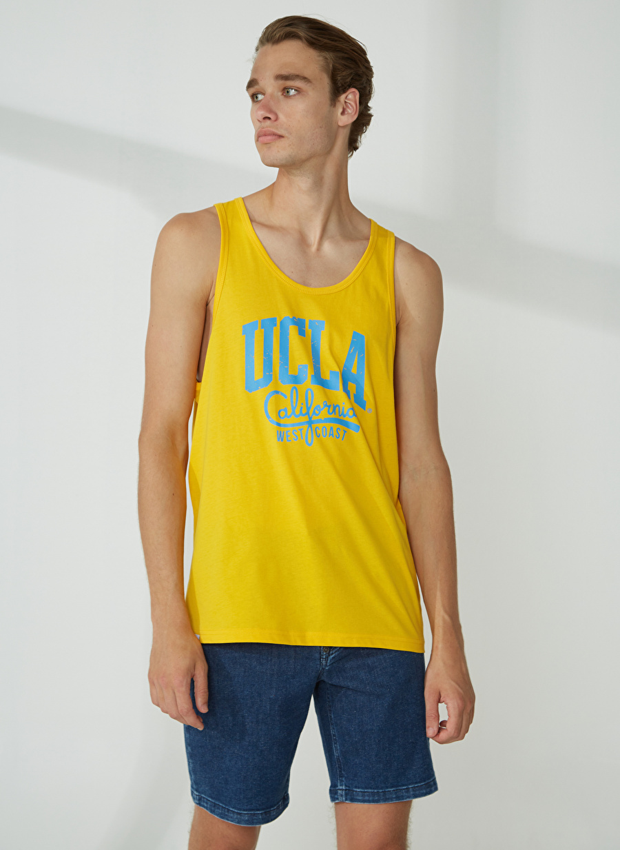 Ucla Geniş Yaka Sarı Erkek T-Shirt PEBLE