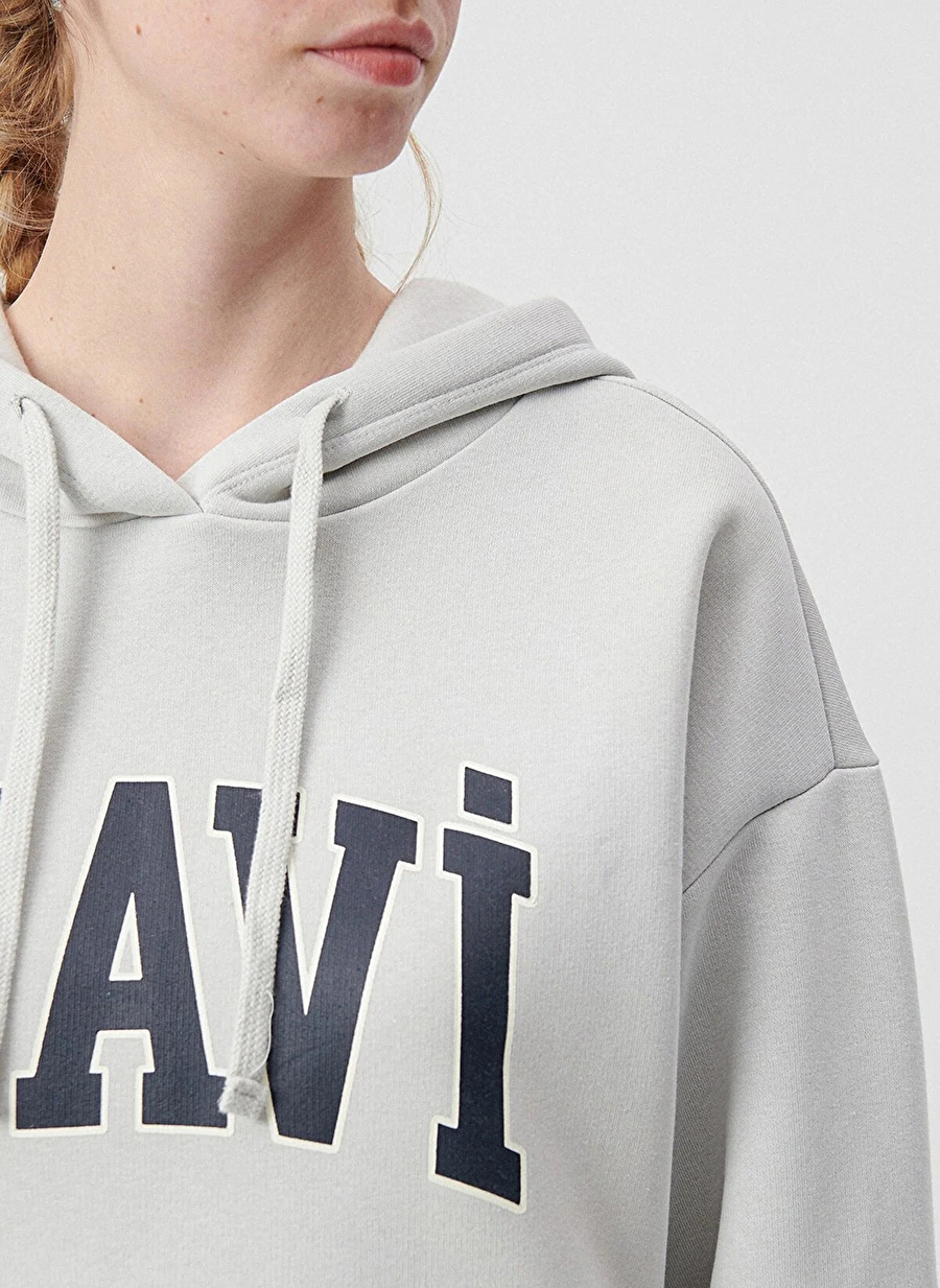 Mavi Gri Kadın Kapüşonlu Oversize Sweatshirt M1600361-34322_4