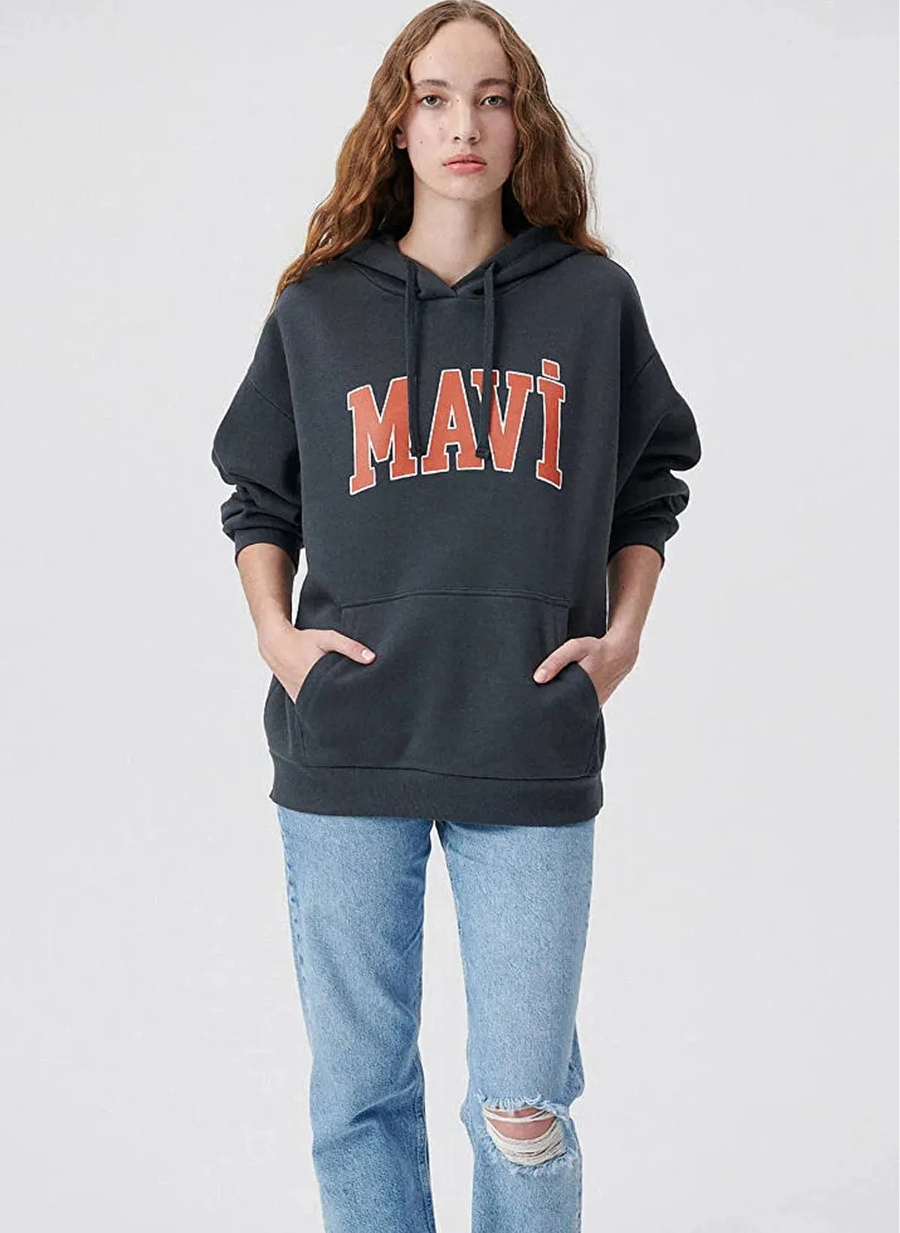 Mavi Antrasit Kadın Kapüşonlu Sweatshirt M1600361-80106