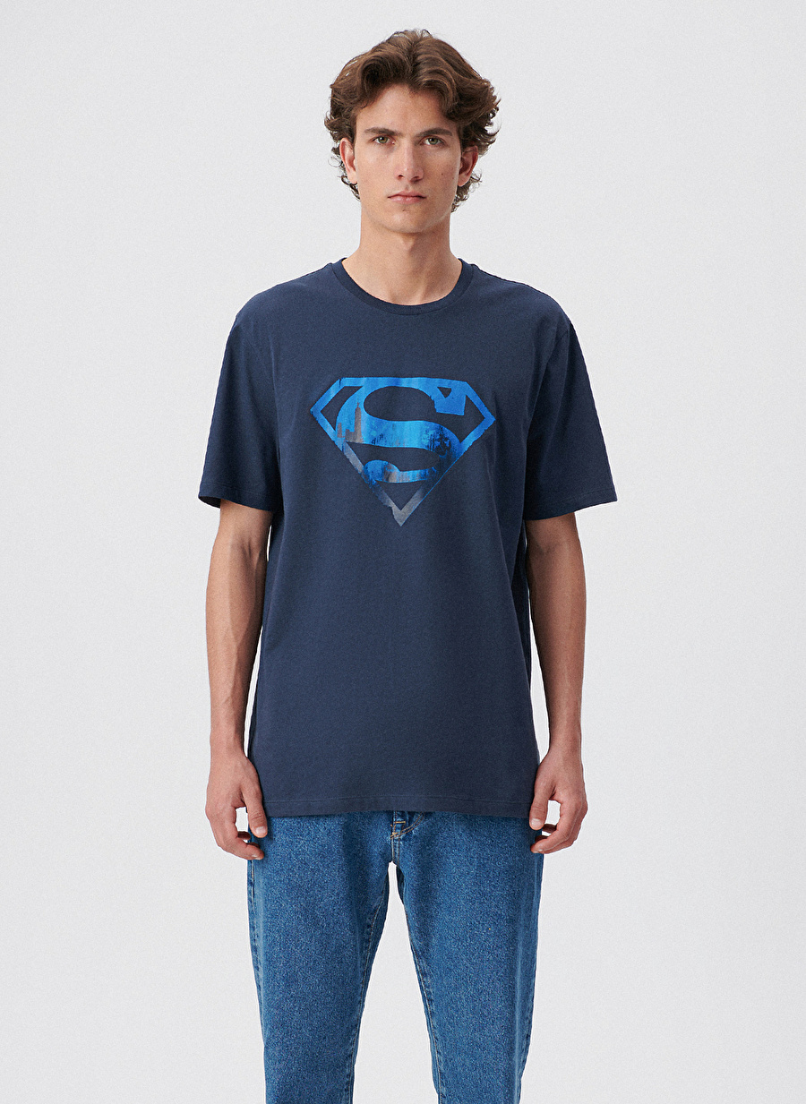 Mavi Bisiklet Yaka Baskılı Lacivert T-Shirt M0611665-70490_SUPERMAN BASKILI TİŞ_2