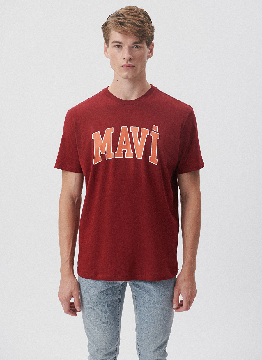 Mavi Bisiklet Yaka Düz Kırmızı Erkek T-Shirt M0611711-85465_MAVİ LOGO TİŞÖRT_1