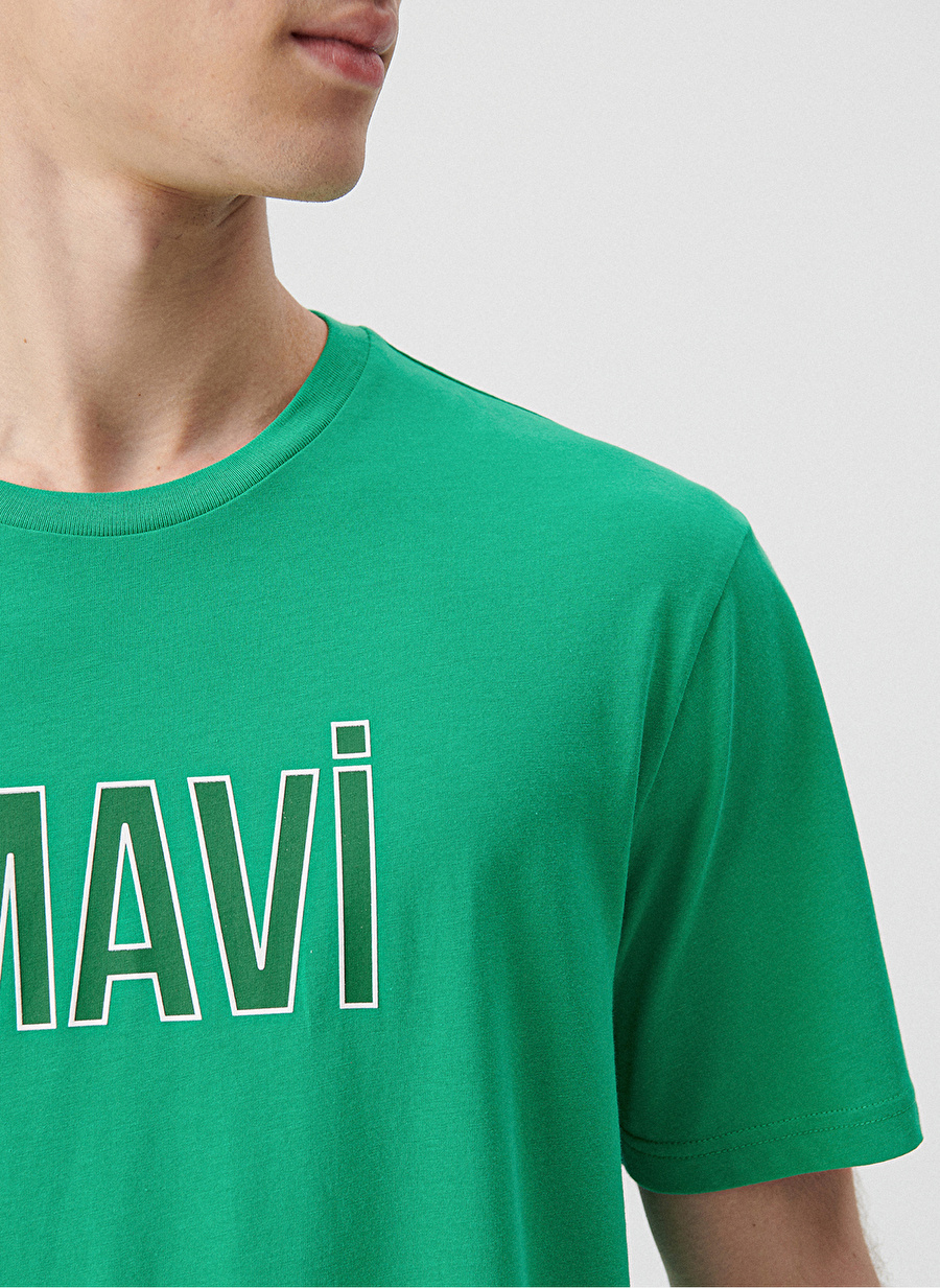 Mavi Bisiklet Yaka Düz Yeşil T-Shirt M066842-71794_MAVİ LOGO TİŞÖRT_4