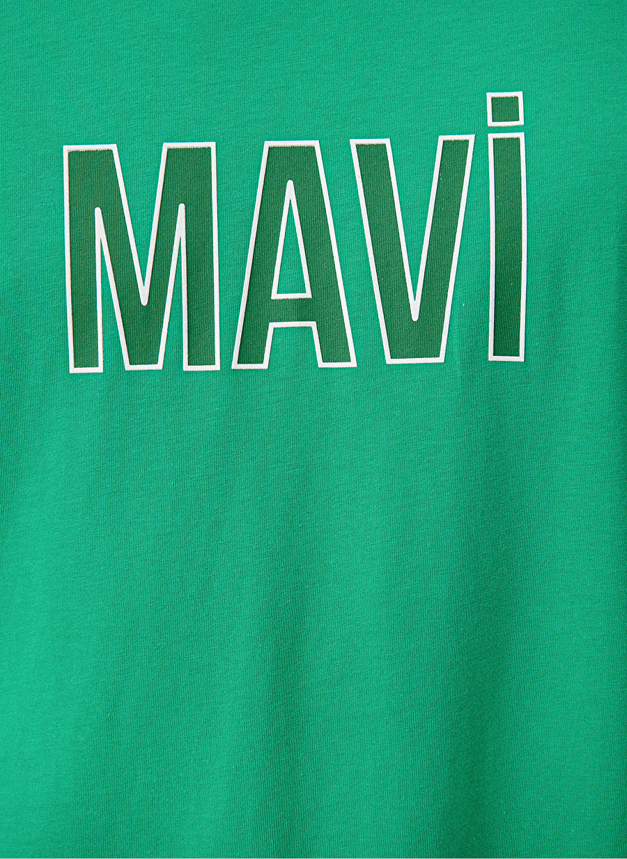 Mavi Bisiklet Yaka Düz Yeşil T-Shirt M066842-71794_MAVİ LOGO TİŞÖRT_5