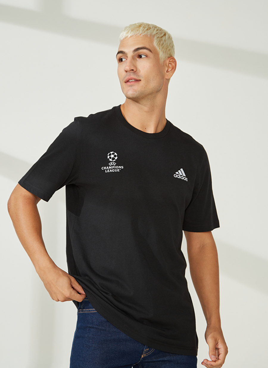 adidas Siyah Erkek Yuvarlak Yaka T-Shirt IR2648 UCL TEE TURKEY M