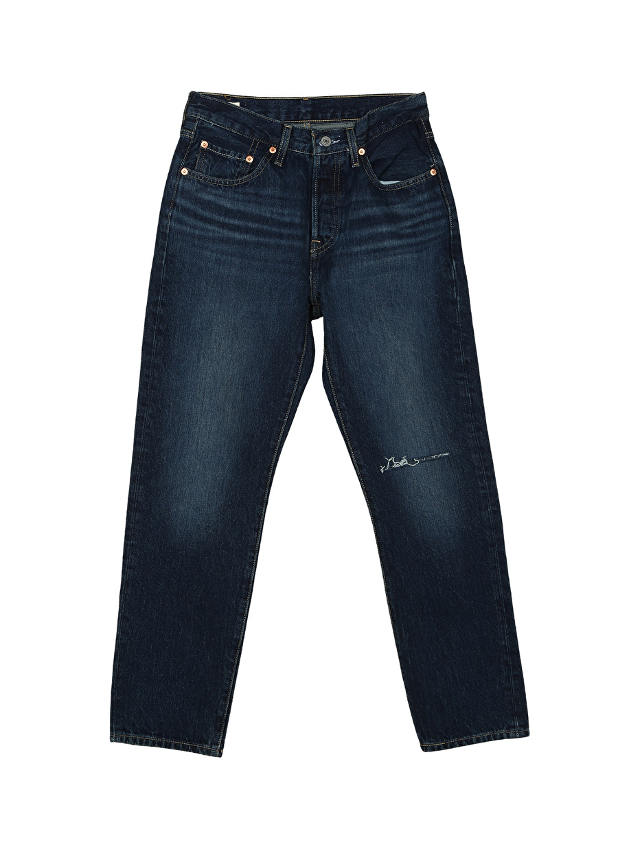 Levis Koyu Lacivert Kadın Yüksek Belli Straight Denim Pantolon 501  CROP UP WE GO