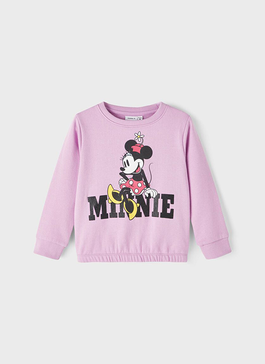 Name İt Lila Kız Bebek Bisiklet Yaka Uzun Kollu Sweatshirt NMFJUF MINNIE SWEAT BRU NOOS WDI