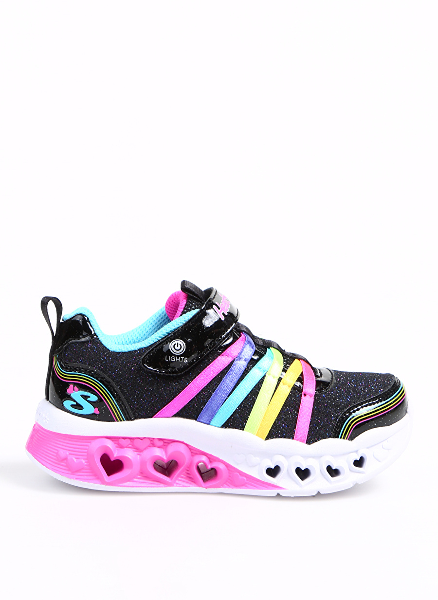 Skechers Flutter Heart Lights Siyah - Çok Renkli Kız Çocuk Yürüyüş Ayakkabısı 303252L BKMT 