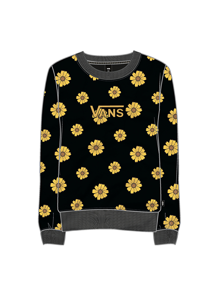 Vans Desenli Kız Çocuk Siyah Sweatshırt VN00077WBLK1 SUNFLORAL CREW