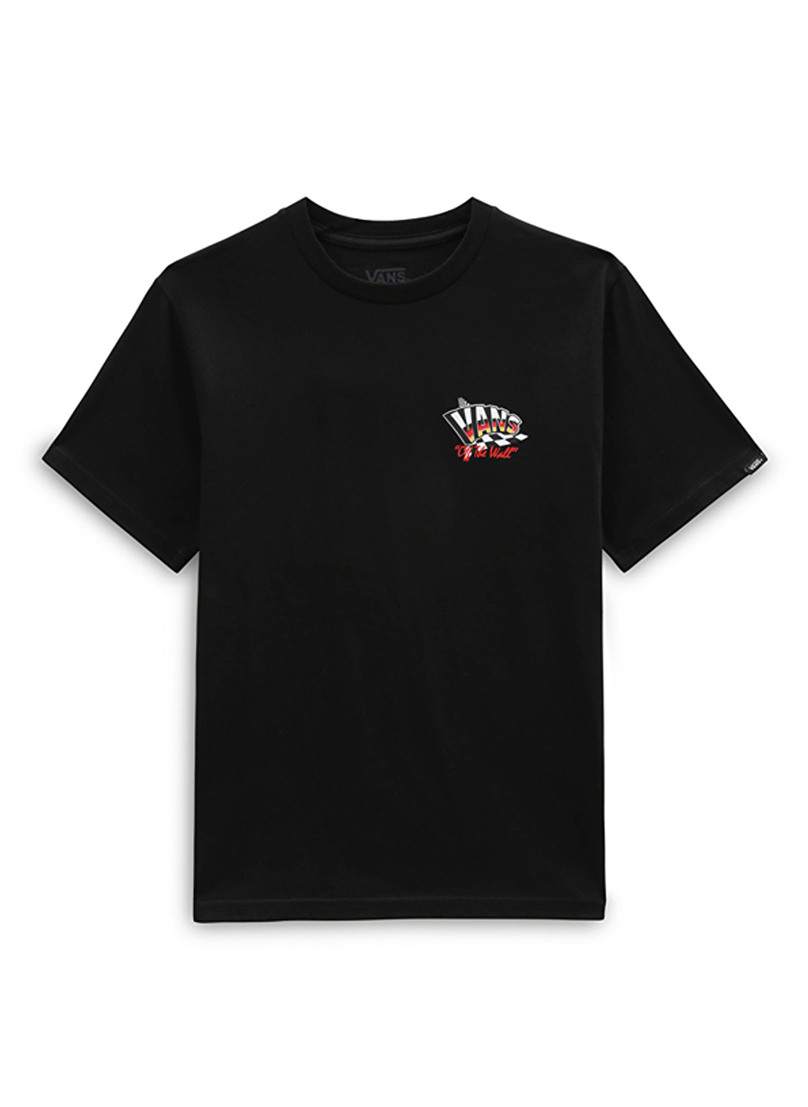 Vans Siyah Erkek Çocuk Bisiklet Yaka Kısa Kollu Düz T-Shirt VN000896BLK1 HOLE SHOT SS