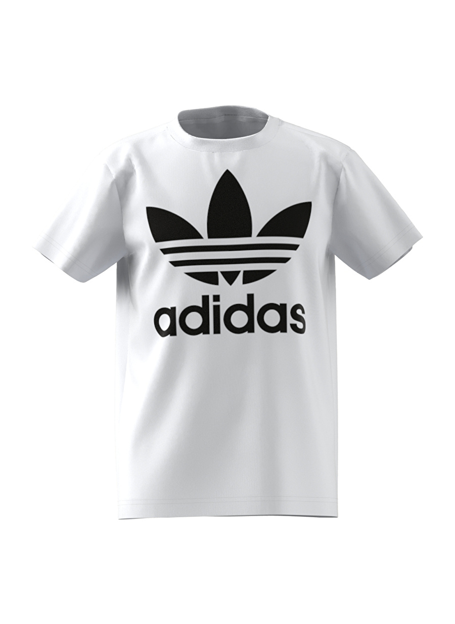 adidas Beyaz Erkek Çocuk Bisiklet Yaka Kısa Kollu Düz T-Shirt DV2904 TREFOIL TEE