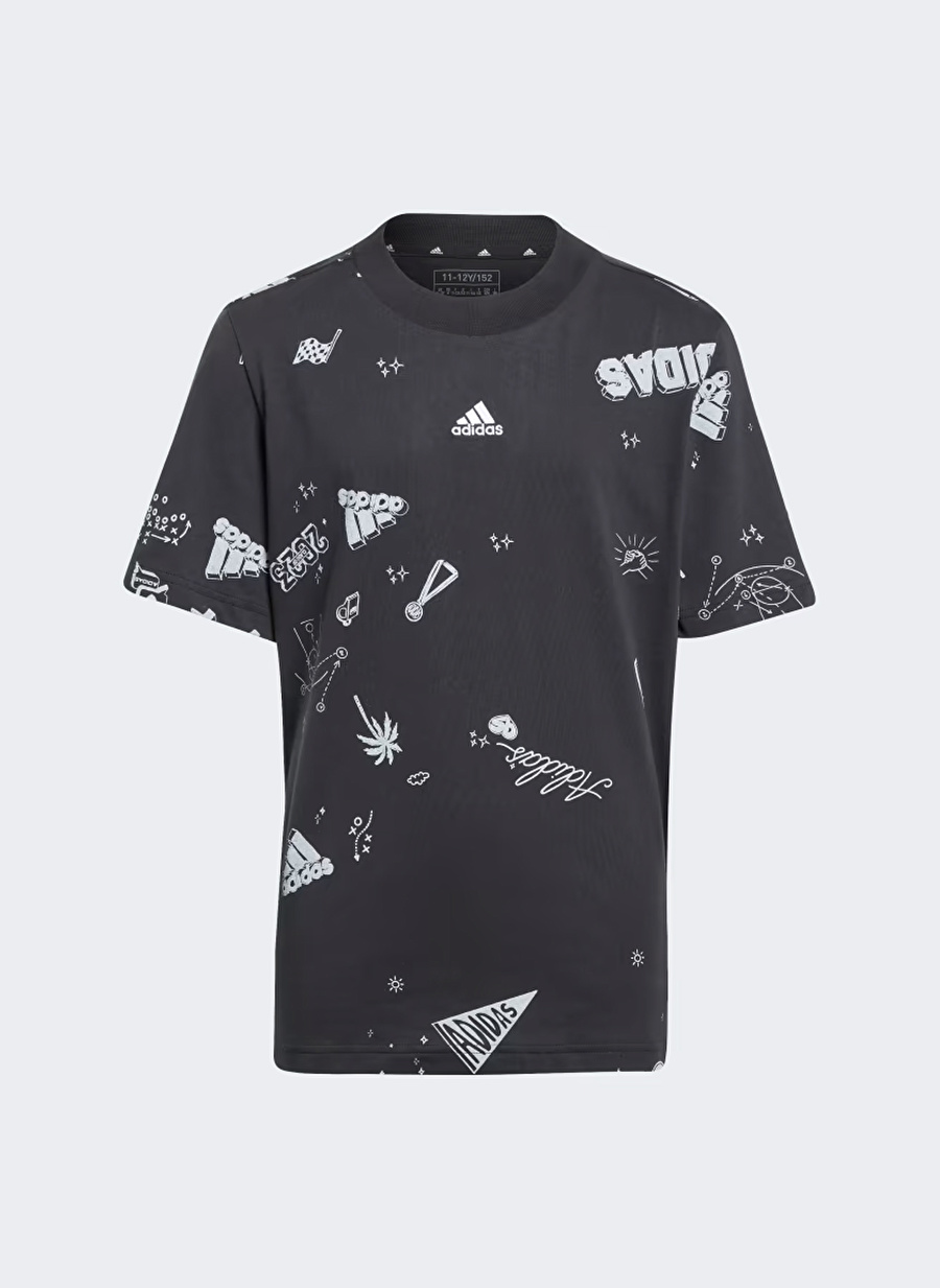 adidas Siyah Erkek Çocuk Bisiklet Yaka Kısa Kollu Düz T-Shirt IA1563 J BLUV Q3 AOPT