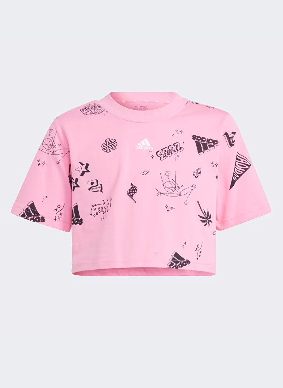 adidas Pembe Kız Çocuk Bisiklet Yaka Kısa Kollu Düz T-Shirt IA1583 JG BLUV Q3 AOPT