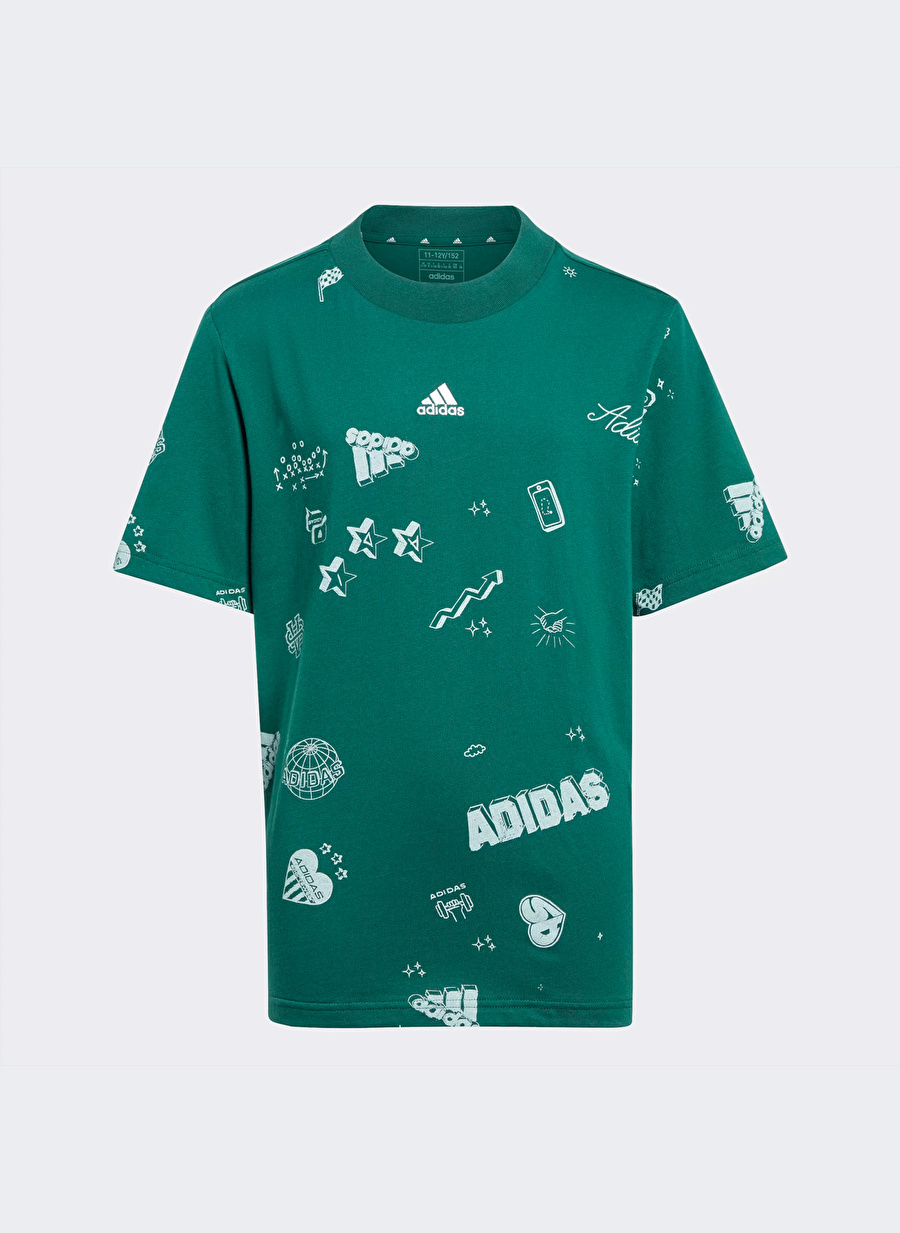 adidas Yeşil Erkek Çocuk Bisiklet Yaka Kısa Kollu Düz T-Shirt IA1562 J BLUV Q3 AOPT