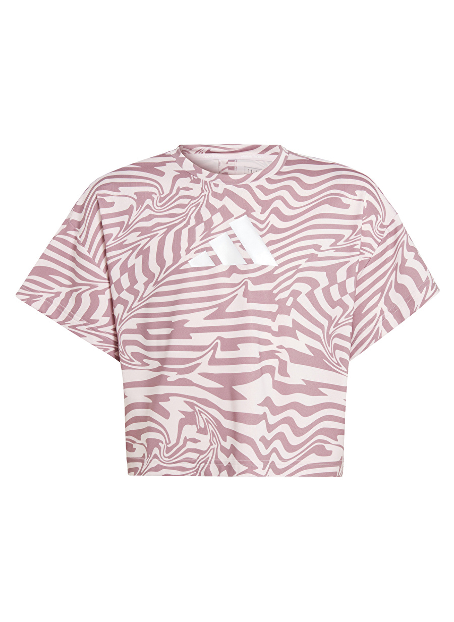 adidas Pembe Kız Çocuk Bisiklet Yaka Kısa Kollu Düz T-Shirt II5677 JG TI AOP TEE