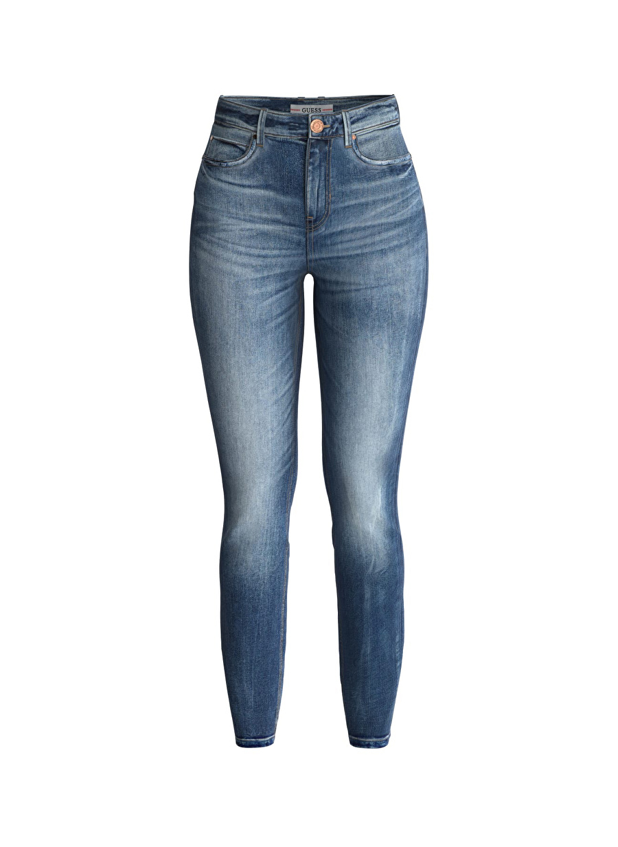 Guess Skinny Fit Yüksek Bel Dar Paça Lacivert Kadın Denim Pantolon W2YA46D4Q02CMD1