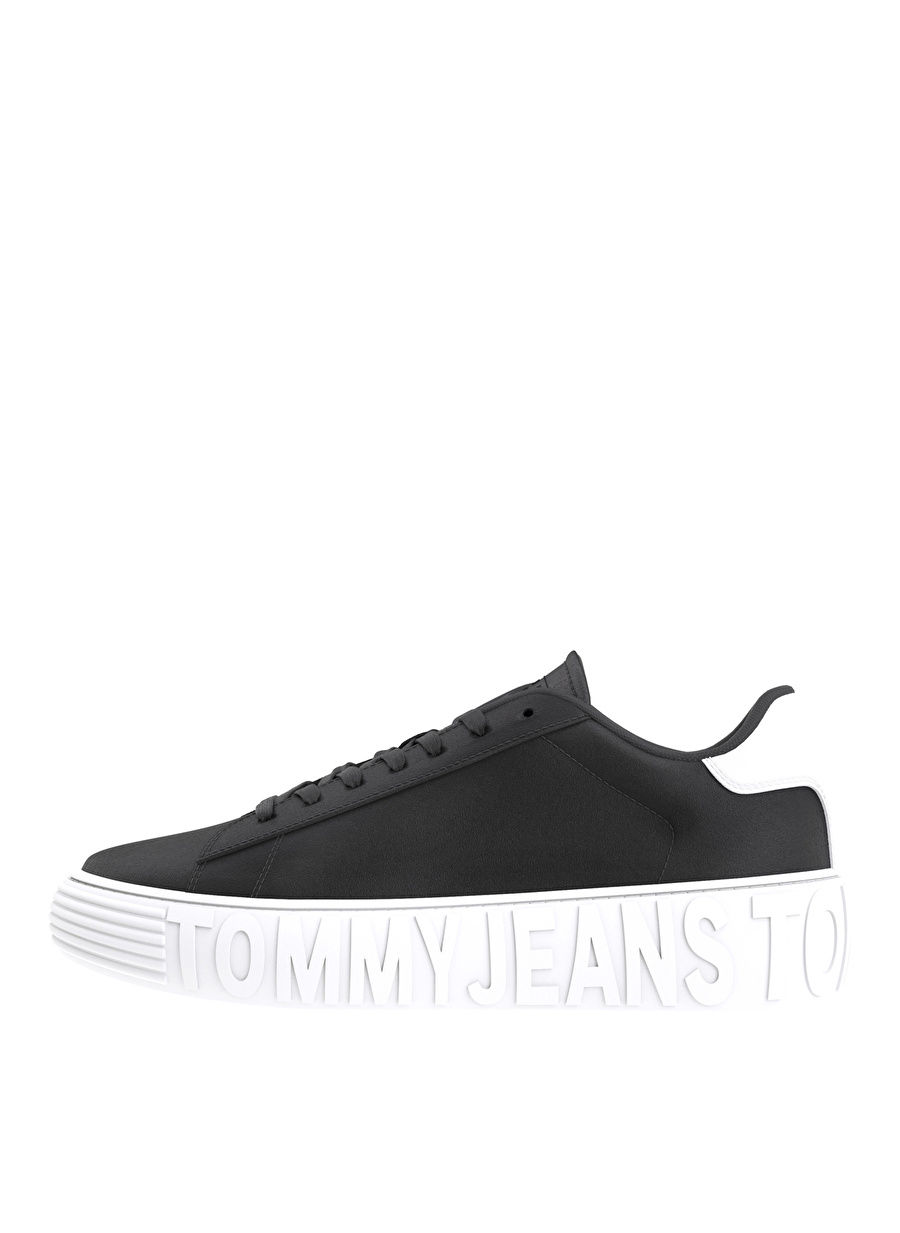 Tommy Hilfiger Siyah Erkek Deri Sneaker LEATHER  OUTSOLE