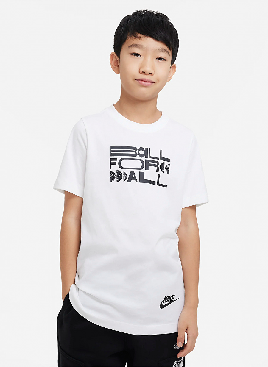 Nike Çocuk Beyaz Bisiklet Yaka T-Shirt DX9500-100 B NSW TEE CULT OF BBALL