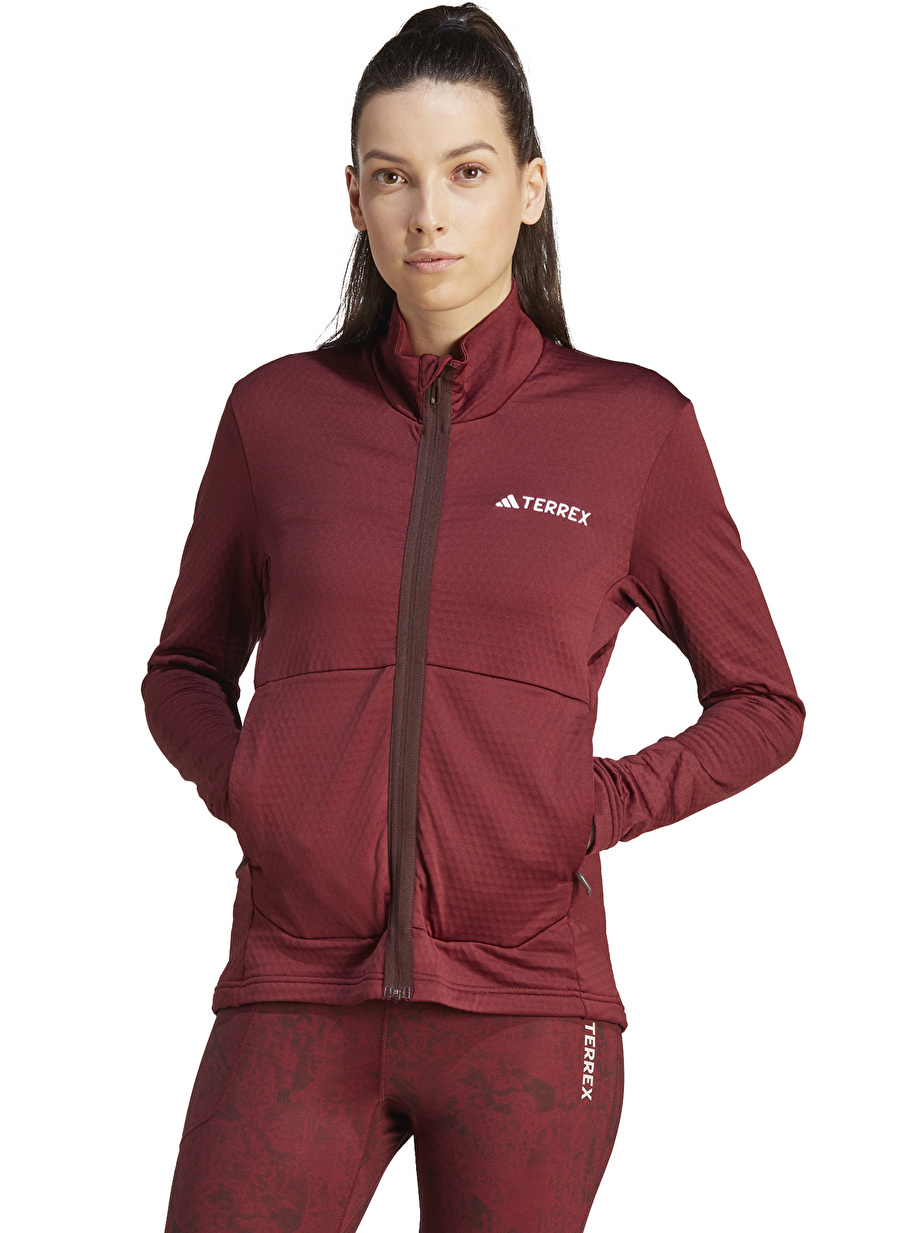 adidas Kırmızı Kadın Dik Yaka Terrex Polar Sweatshırt IB1813-W MT LT FL JA       SHA